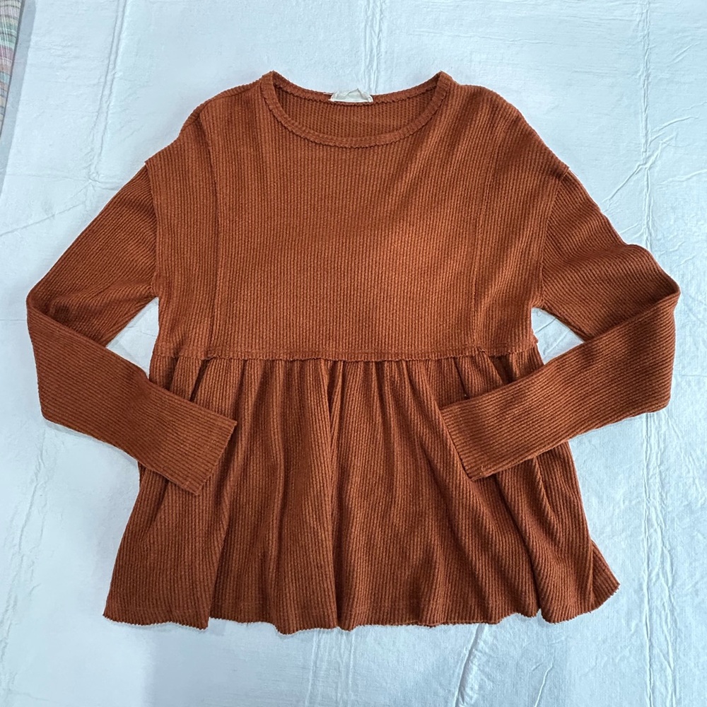Altar'd State Terracotta Babydoll Sweater